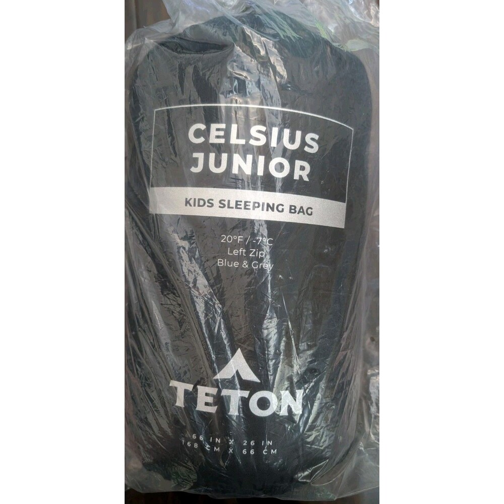TETON Sports Celsius Junior Kids Sleeping Bag 20°F Blue Gray Camping